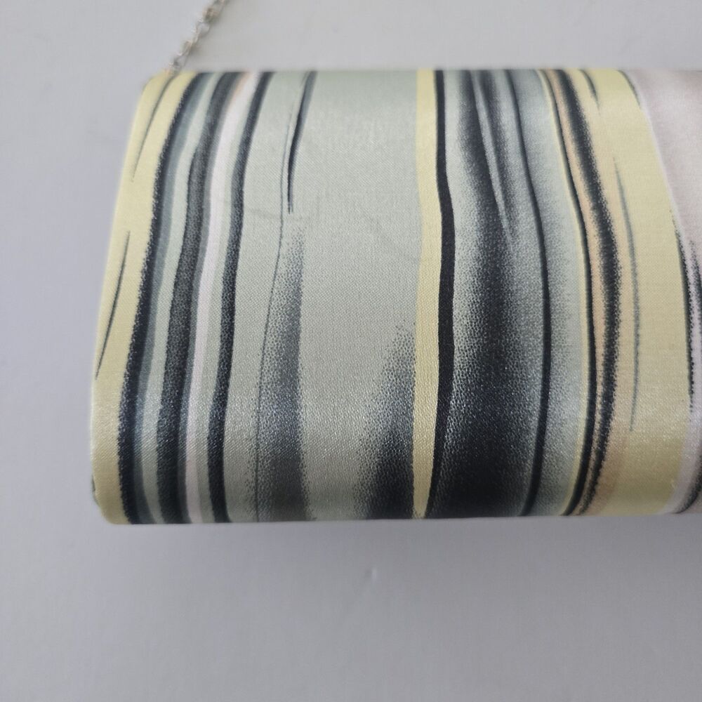 Bijoux Terner Clutch Purse Evening Hand Bag Multicolored Striped Fabric Silver - Picture 5 of 11